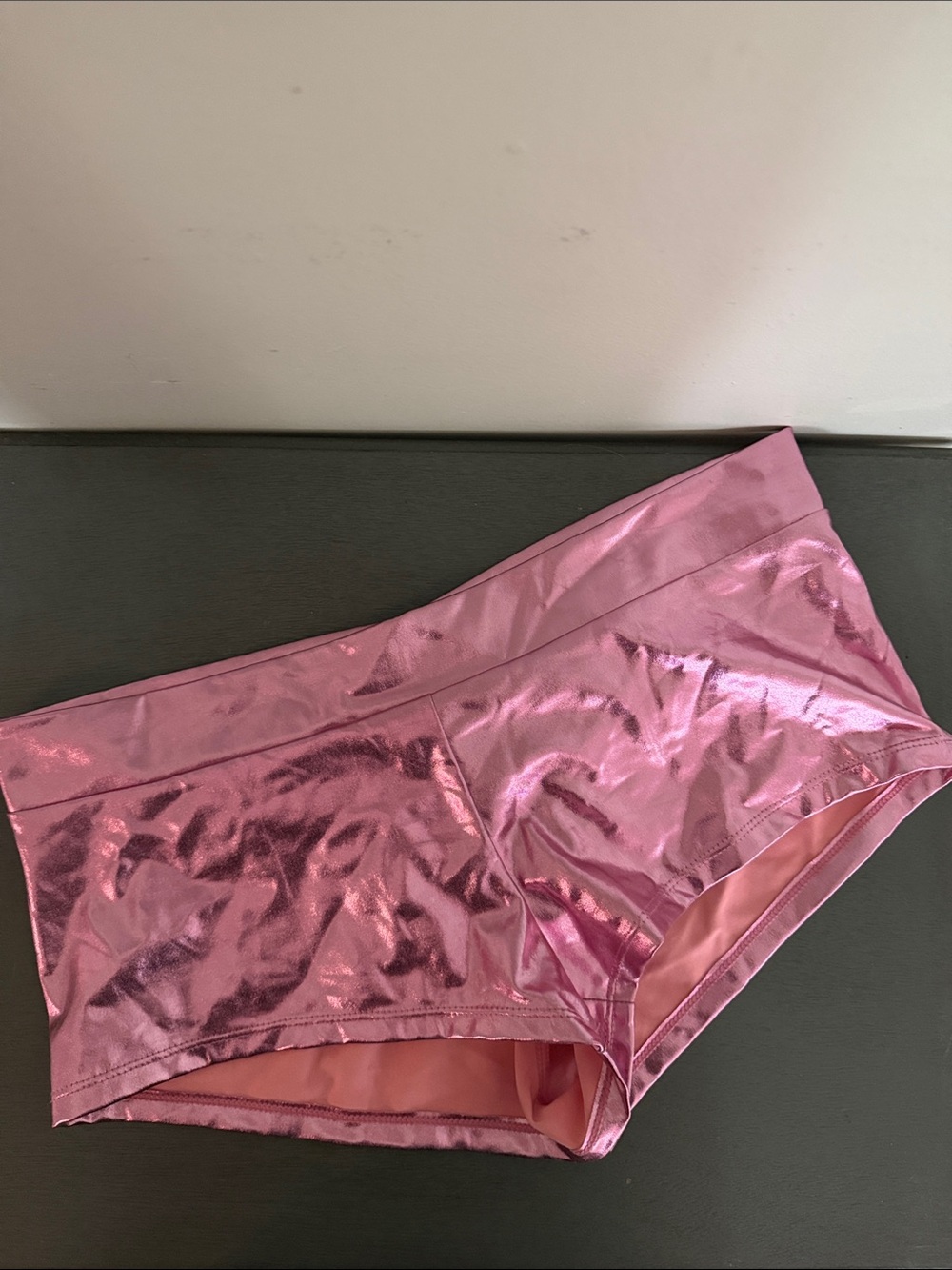 Kepblom shiny metallic pink rave booty shorts NWT